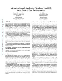 Mitigating Branch-Shadowing Attacks on Intel SGX using Control Flow
  Randomization