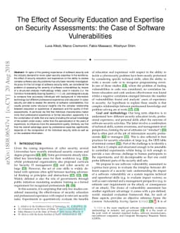 The Effect of Security Education and Expertise on Security Assessments:
  the Case of Software Vulnerabilities