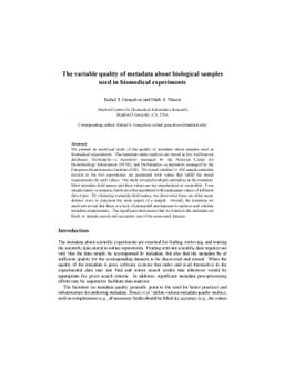 The variable quality of metadata about biological samples used in
  biomedical experiments