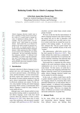 Reducing Gender Bias in Abusive Language Detection