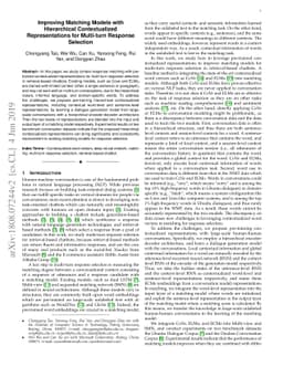 Improving Matching Models with Hierarchical Contextualized
  Representations for Multi-turn Response Selection