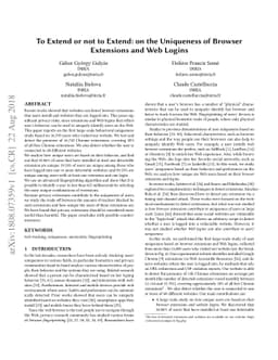 To Extend or not to Extend: on the Uniqueness of Browser Extensions and
  Web Logins