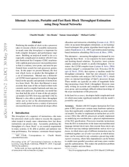 Ithemal: Accurate, Portable and Fast Basic Block Throughput Estimation
  using Deep Neural Networks