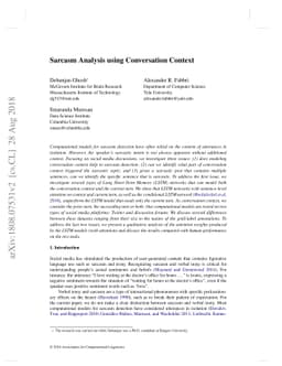 Sarcasm Analysis using Conversation Context