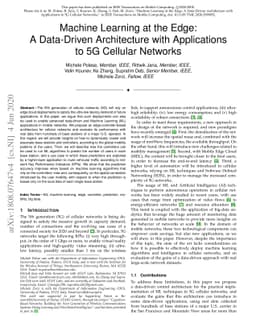 Machine Learning at the Edge: A Data-Driven Architecture with
  Applications to 5G Cellular Networks