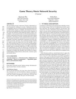 Game Theory Meets Network Security: A Tutorial at ACM CCS