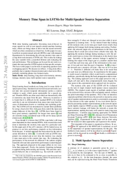 Memory Time Span in LSTMs for Multi-Speaker Source Separation