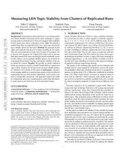 Measuring LDA Topic Stability from Clusters of Replicated Runs