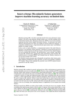 Insect cyborgs: Bio-mimetic feature generators improve machine learning
  accuracy on limited data