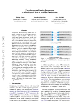 Paraphrases as Foreign Languages in Multilingual Neural Machine
  Translation