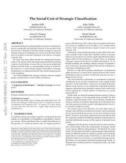 The Social Cost of Strategic Classification