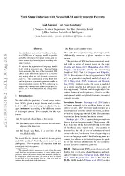 Word Sense Induction with Neural biLM and Symmetric Patterns
