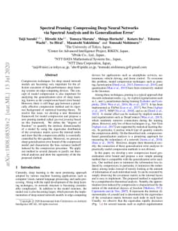 Spectral Pruning: Compressing Deep Neural Networks via Spectral Analysis
  and its Generalization Error