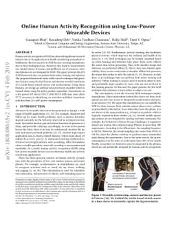 Online Human Activity Recognition using Low-Power Wearable Devices