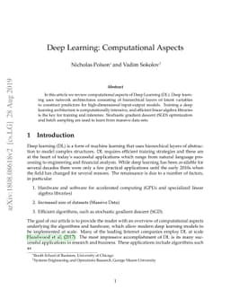 Deep Learning: Computational Aspects