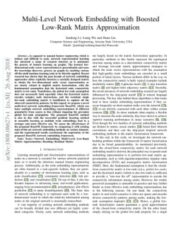 Multi-Level Network Embedding with Boosted Low-Rank Matrix Approximation