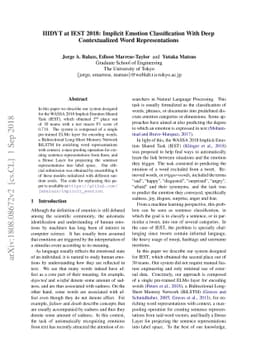 IIIDYT at IEST 2018: Implicit Emotion Classification With Deep
  Contextualized Word Representations