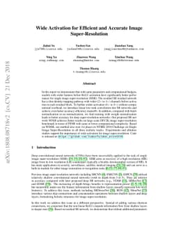 Wide Activation for Efficient and Accurate Image Super-Resolution