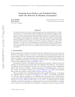 Learning from Positive and Unlabeled Data under the Selected At Random
  Assumption