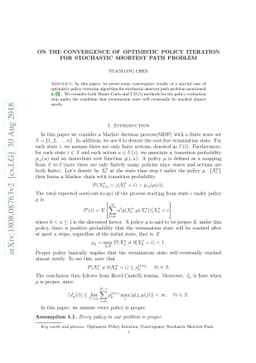 On the convergence of optimistic policy iteration for stochastic
  shortest path problem
