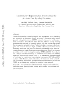 Discriminative Representation Combinations for Accurate Face Spoofing
  Detection