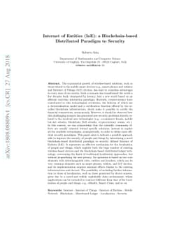 Internet of Entities (IoE): a Blockchain-based Distributed Paradigm to
  Security