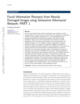 Facial Information Recovery from Heavily Damaged Images using Generative
  Adversarial Network- PART 1