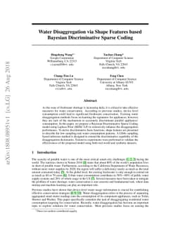Water Disaggregation via Shape Features based Bayesian Discriminative
  Sparse Coding