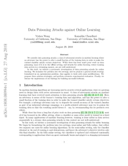 Data Poisoning Attacks against Online Learning
