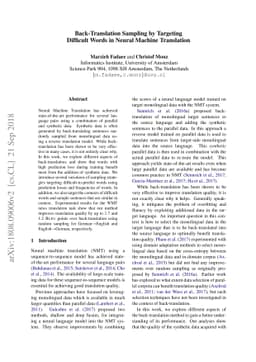Back-Translation Sampling by Targeting Difficult Words in Neural Machine
  Translation
