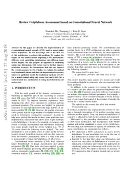 Review Helpfulness Assessment based on Convolutional Neural Network