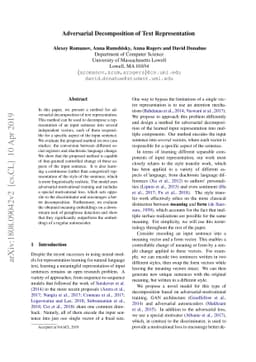 Adversarial Decomposition of Text Representation