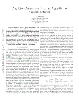 Cognitive Consistency Routing Algorithm of Capsule-network