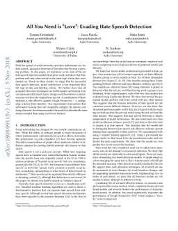 All You Need is "Love": Evading Hate-speech Detection