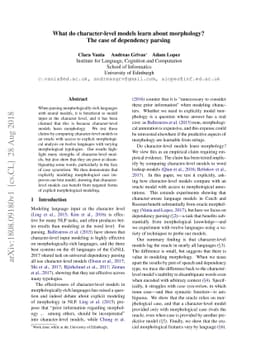 What do character-level models learn about morphology? The case of
  dependency parsing