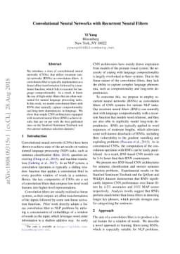 Convolutional Neural Networks with Recurrent Neural Filters