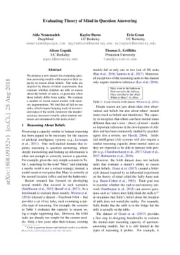 Evaluating Theory of Mind in Question Answering
