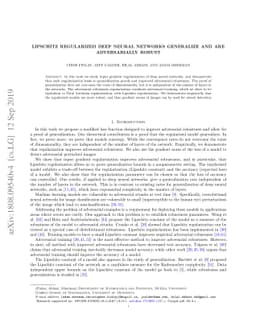 Lipschitz regularized Deep Neural Networks generalize and are
  adversarially robust