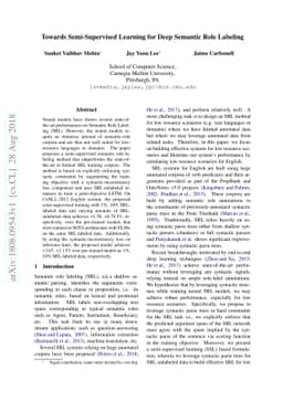Towards Semi-Supervised Learning for Deep Semantic Role Labeling