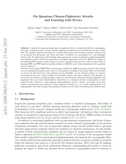 On Quantum Chosen-Ciphertext Attacks and Learning with Errors