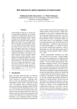 Rule induction for global explanation of trained models