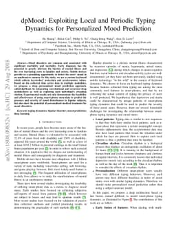 dpMood: Exploiting Local and Periodic Typing Dynamics for Personalized
  Mood Prediction