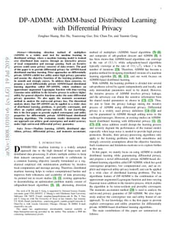 DP-ADMM: ADMM-based Distributed Learning with Differential Privacy