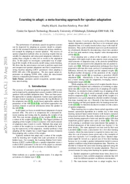 Learning to adapt: a meta-learning approach for speaker adaptation