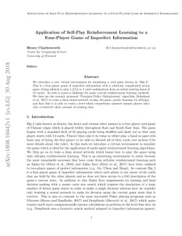 Application of Self-Play Reinforcement Learning to a Four-Player Game of
  Imperfect Information