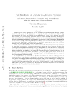 Fair Algorithms for Learning in Allocation Problems