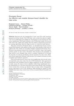 Proximity Forest: An effective and scalable distance-based classifier
  for time series