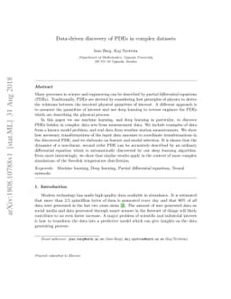 Data-driven discovery of PDEs in complex datasets