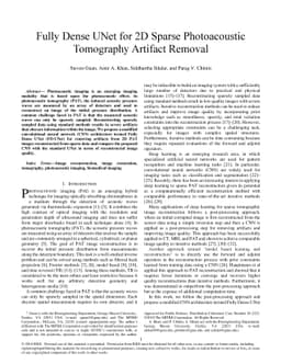 Fully Dense UNet for 2D Sparse Photoacoustic Tomography Artifact Removal