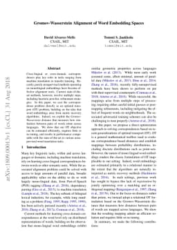Gromov-Wasserstein Alignment of Word Embedding Spaces